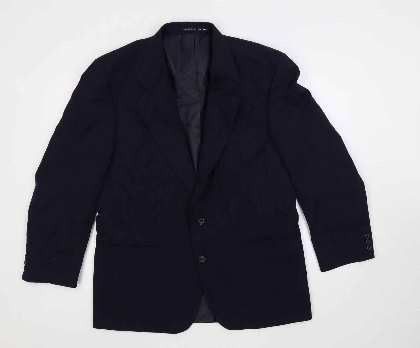 Burton Mens Blue Striped Wool Jacket Suit Jacket Size 44 Regular