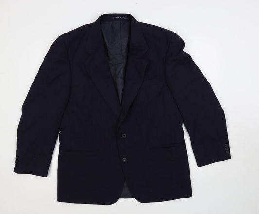 Burton Mens Blue Striped Wool Jacket Suit Jacket Size 44 Regular