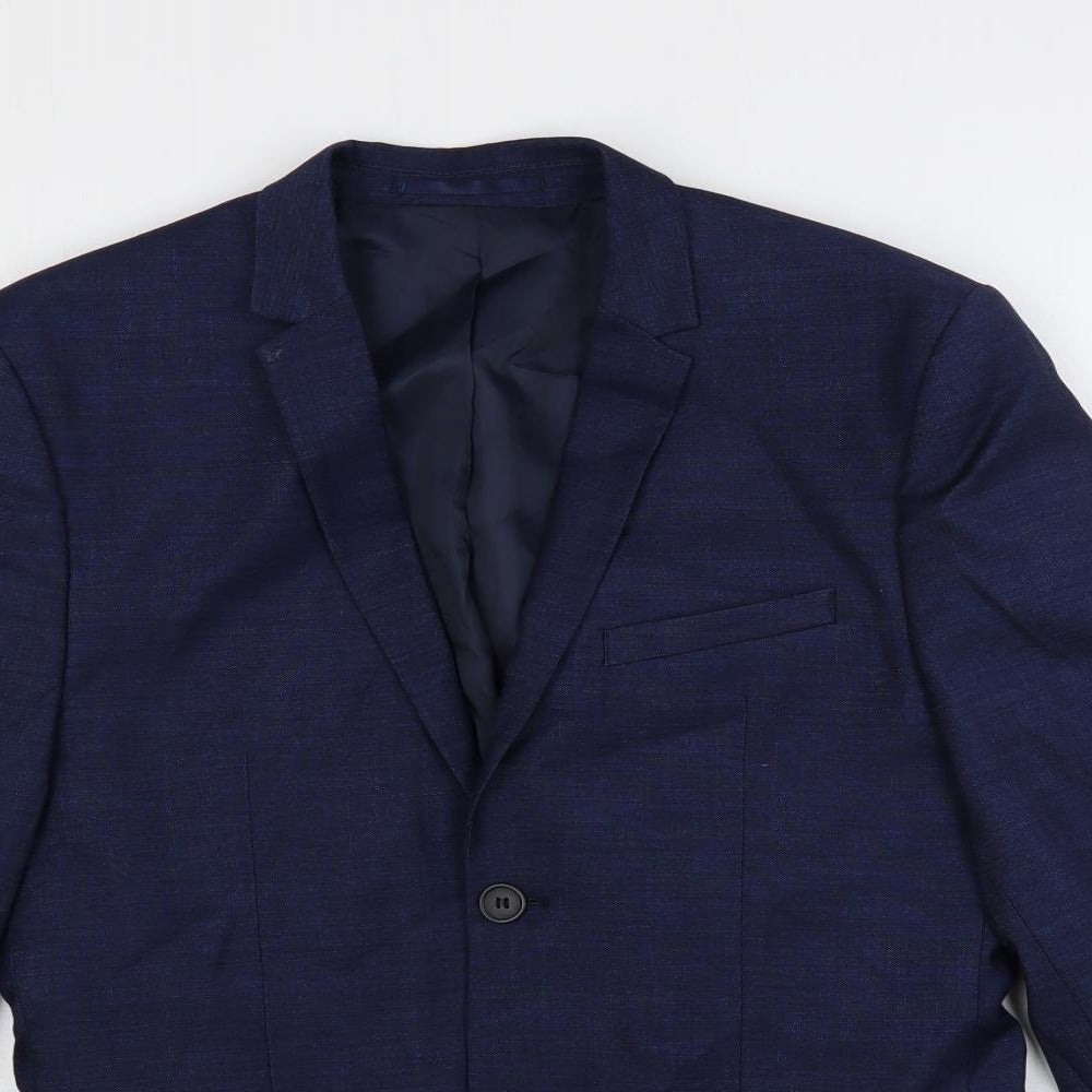 H&M Mens Blue Polyester Jacket Suit Jacket Size 38 Regular