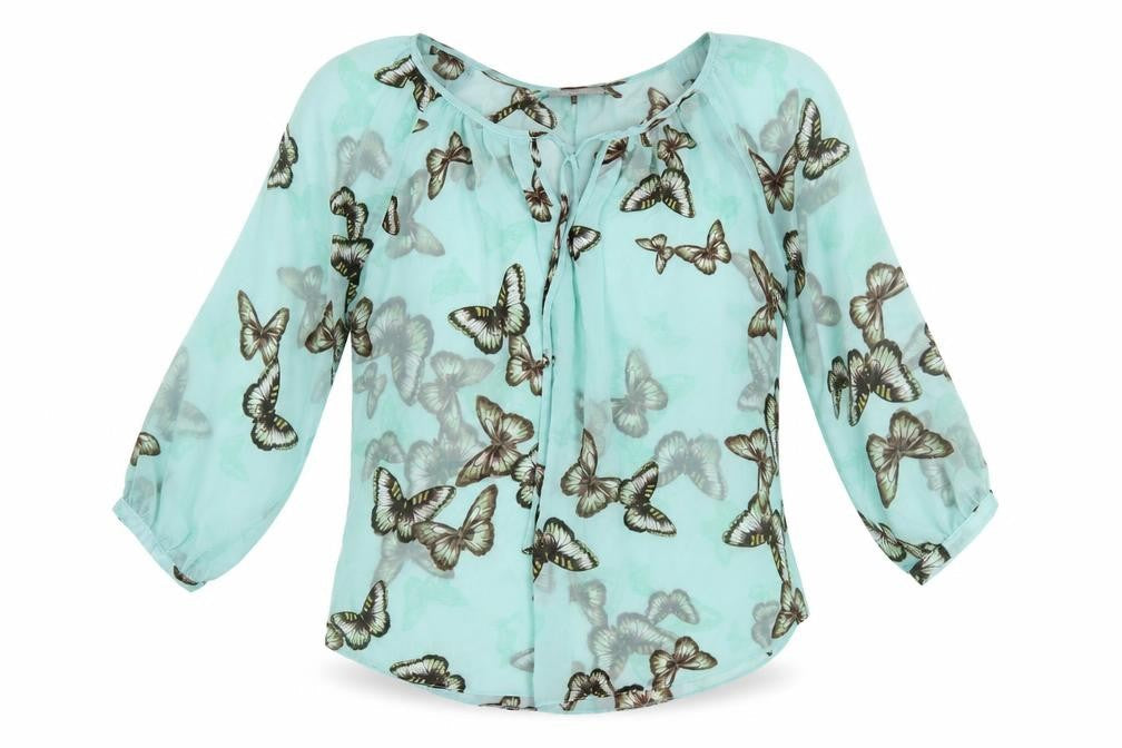 Wallis Womens Green Geometric Polyester Basic Blouse Size S Boat Neck - Sheer