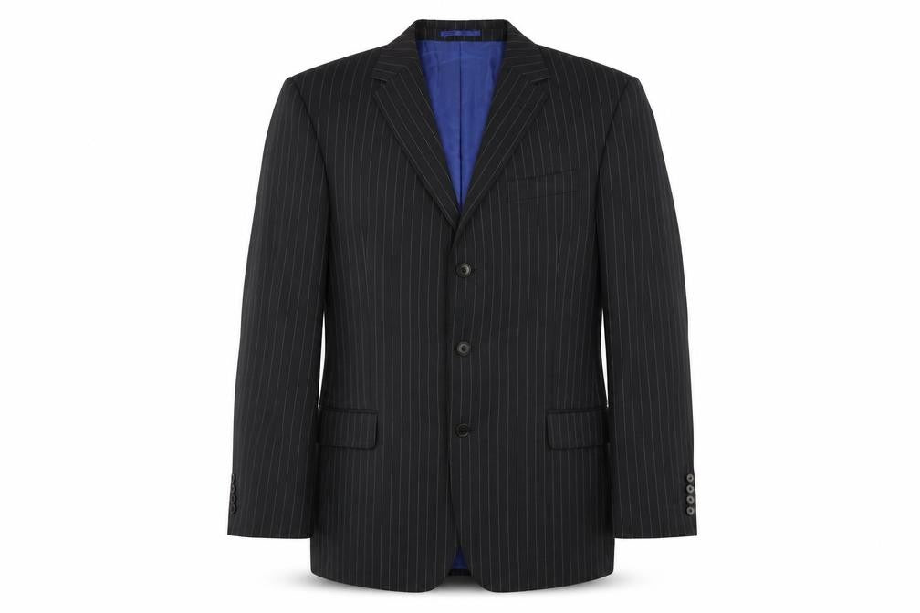 NEXT Mens Black Striped Wool Jacket Suit Jacket Size 44 Regular