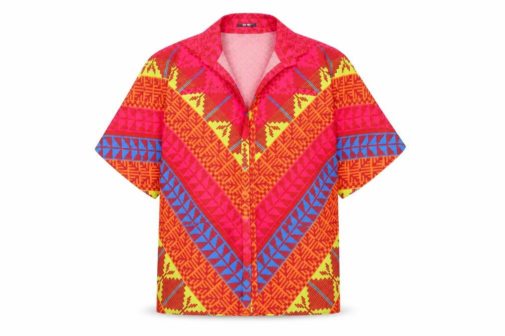 Khaadi Womens Multicoloured Geometric Polyester Basic Button-Up Size S Collared