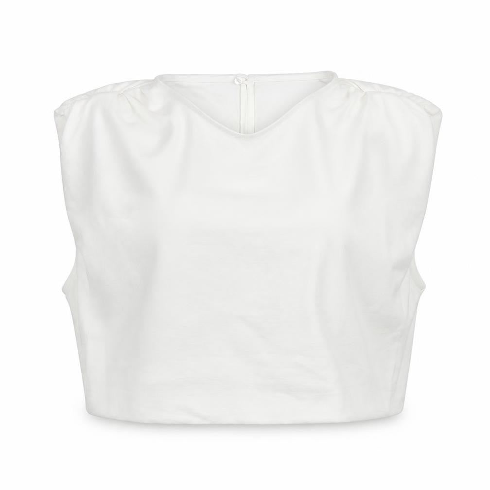 Zara Womens White Polyester Cropped Blouse Size M Round Neck
