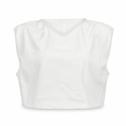 Zara Womens White Polyester Cropped Blouse Size M Round Neck
