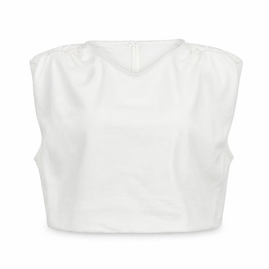 Zara Womens White Polyester Cropped Blouse Size M Round Neck
