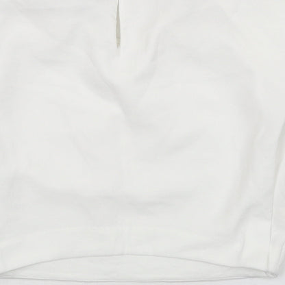 Zara Womens White Polyester Cropped Blouse Size M Round Neck