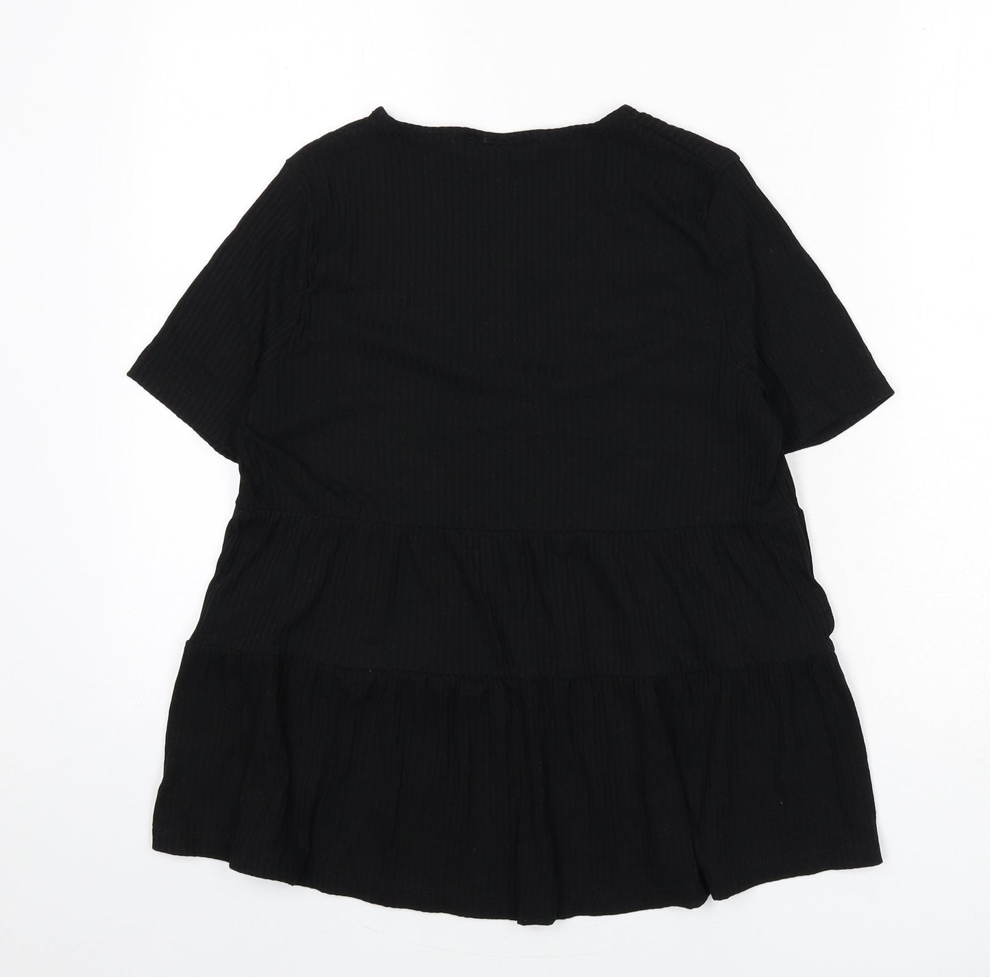 ASOS Womens Black Viscose Basic T-Shirt Size 4 V-Neck - Ribbed, Flare