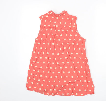 Dorothy Perkins Womens Pink Polka Dot Viscose Basic Button-Up Size 8 Collared - Tank