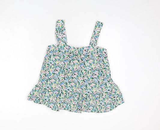 Marks and Spencer Womens Multicoloured Floral Cotton Camisole Tank Size 8 Square Neck