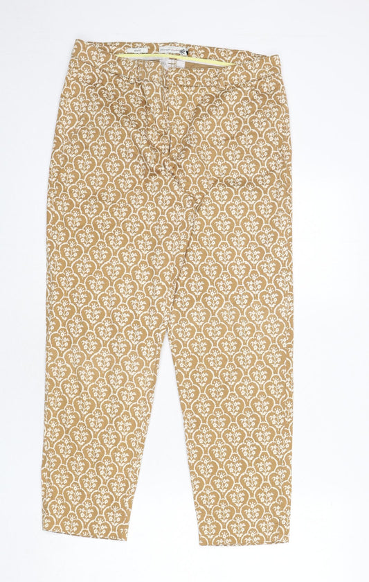Jackpot Womens Beige Floral Polyester Trousers Size 10 L25 in Regular Zip