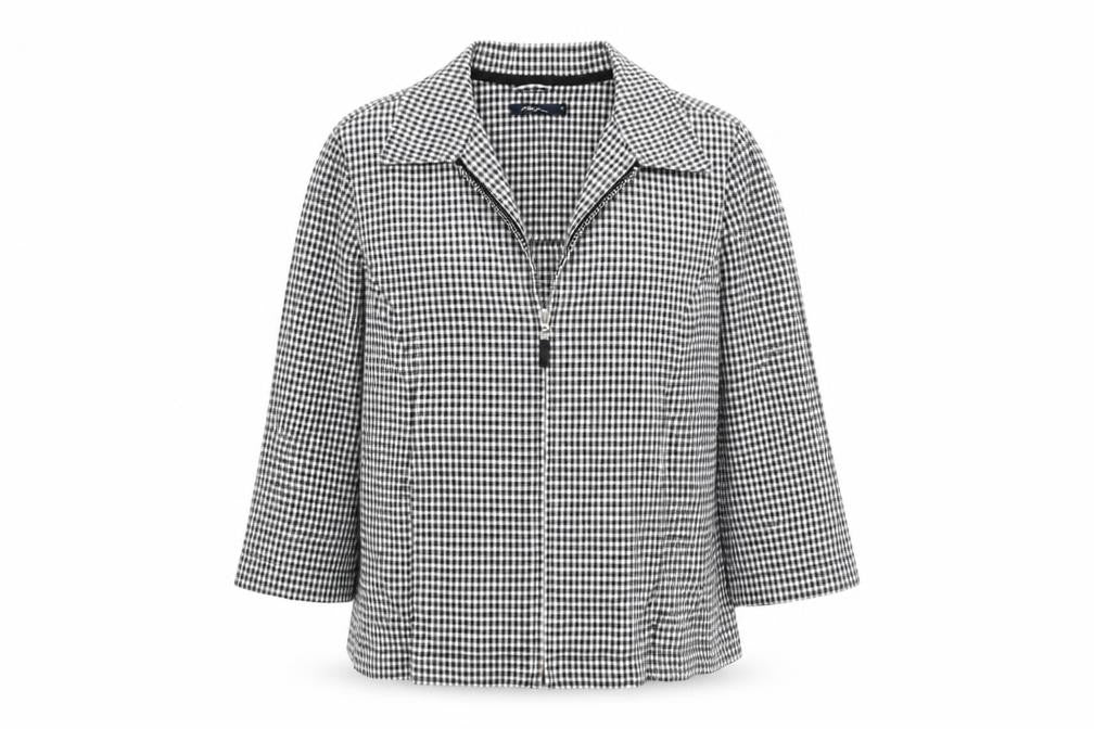 DASH Womens Grey Check Jacket Size 14 Zip