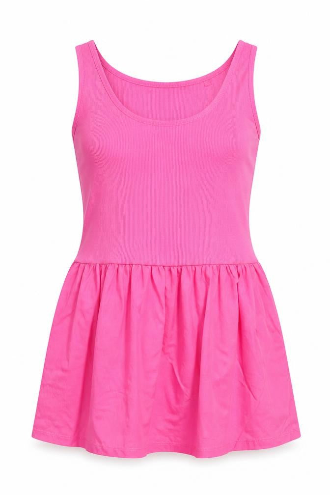 Simply Be Womens Pink Cotton Basic Tank Size 12 Scoop Neck - Ribbed, Flare Bottom