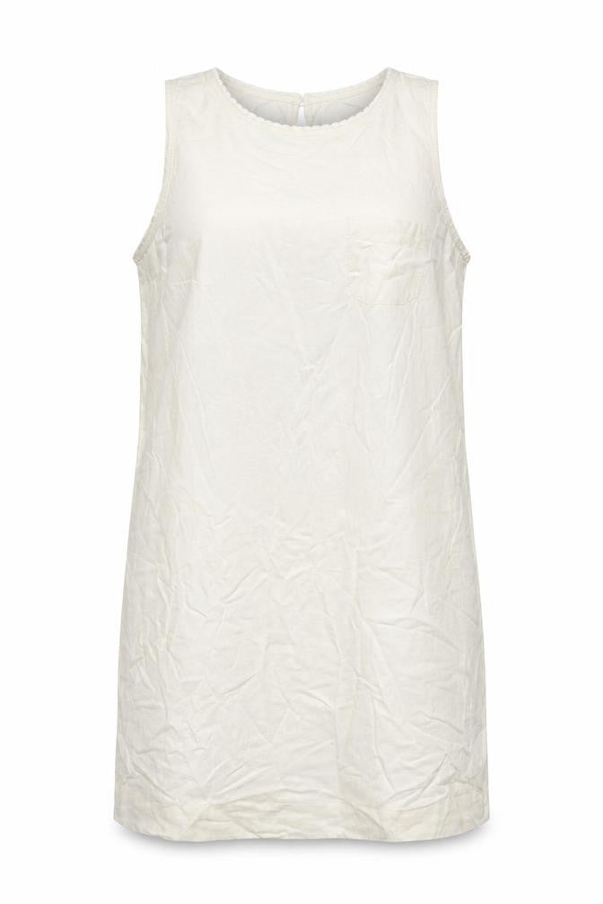 Marks & Spencer Womens Ivory Linen Sheath Size 12 Round Neck Button
