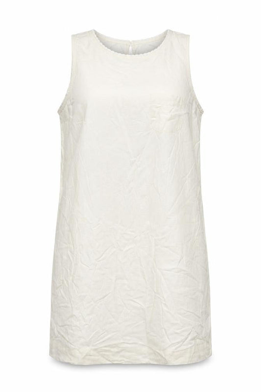Marks & Spencer Womens Ivory Linen Sheath Size 12 Round Neck Button