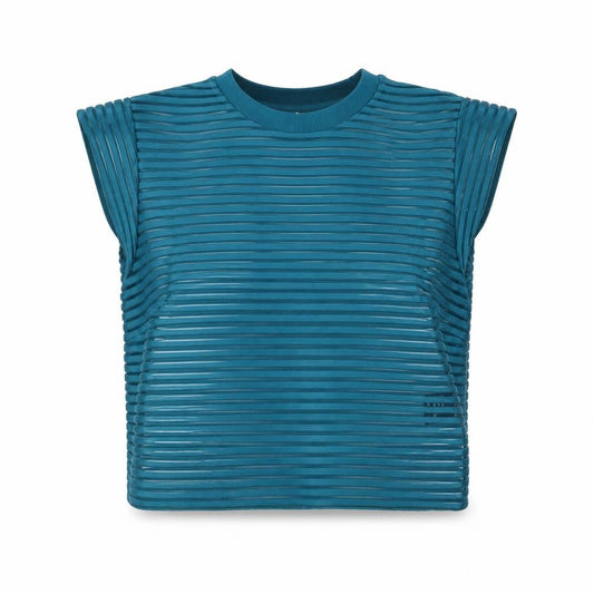 & Other Stories Womens Green Striped Polyester Cropped T-Shirt Size 12 Round Neck