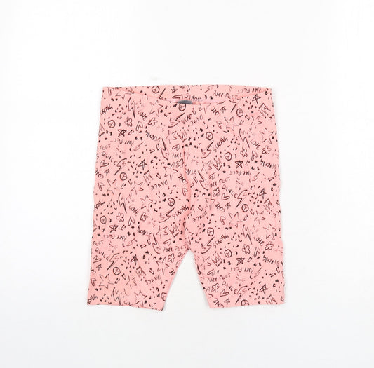 NEXT Girls Pink Geometric Cotton Biker Shorts Size 11 Years L8 in Regular - Purr-fect, Strong, Dance, Love