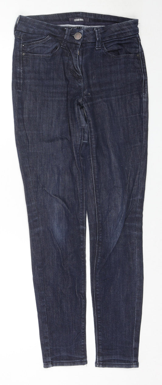 Marks and Spencer Womens Blue Cotton Jegging Jeans Size 8 L38 in Regular Zip