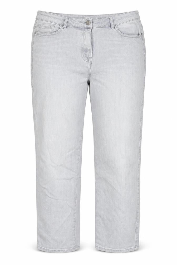 NEXT Womens Grey Cotton Straight Jeans Size 14 L24 in Regular Zip