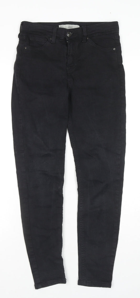 Marks and Spencer Womens Black Cotton Skinny Jeans Size 26 in L30 in Regular Zip
