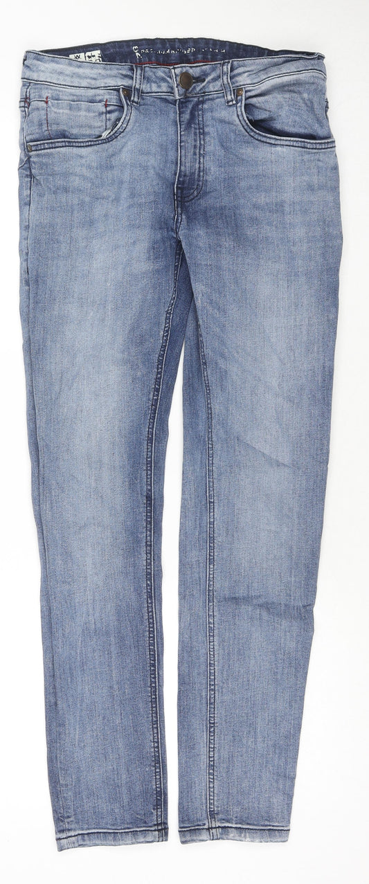 Ringspun Mens Blue Cotton Skinny Jeans Size 30 in L30 in Regular Zip
