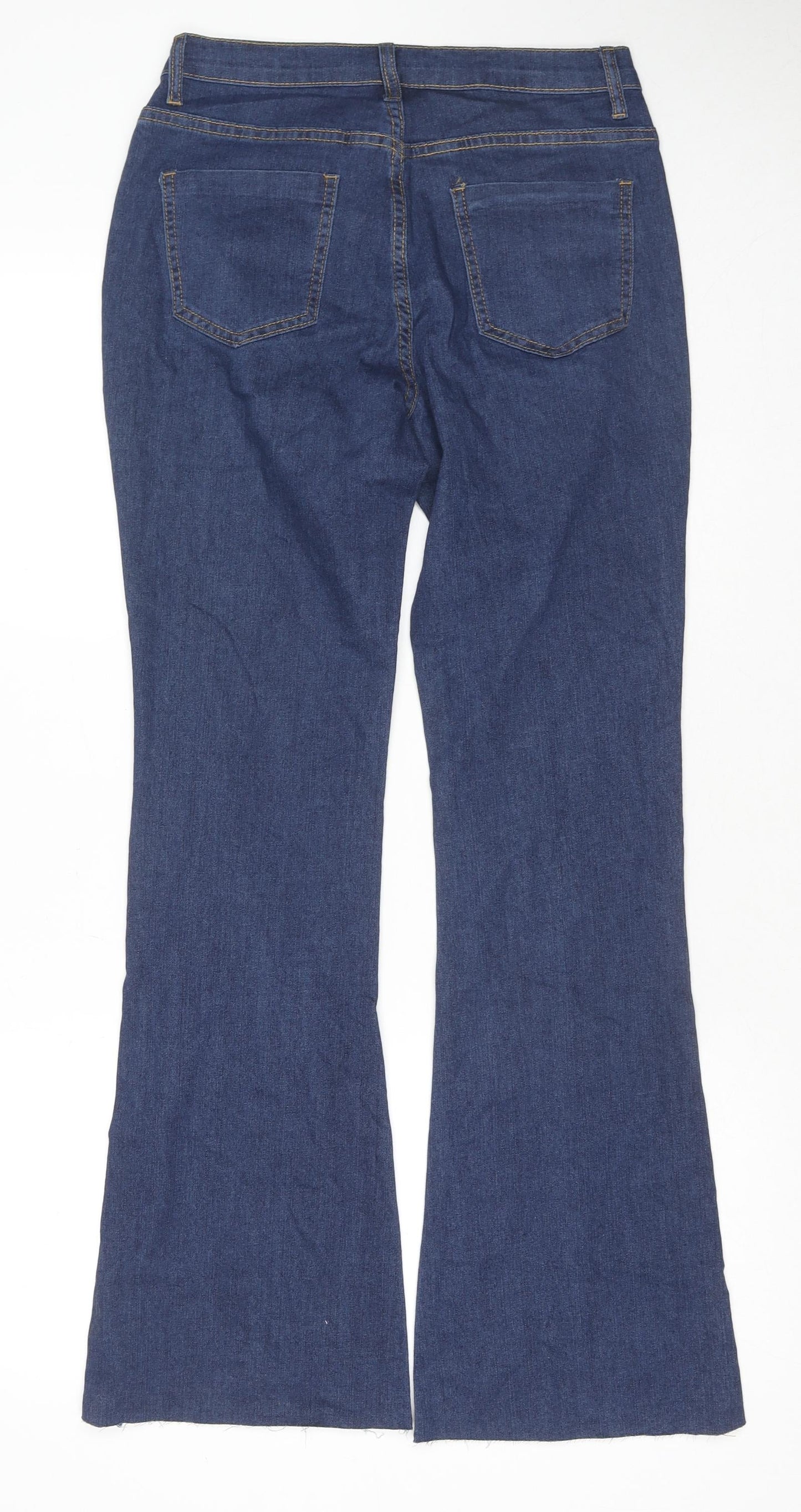 Jeans Womens Blue Cotton Flared Jeans Size L L30 in Regular Zip