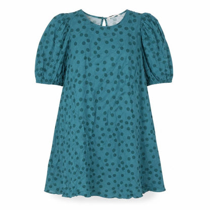 Next Womens Blue Polka Dot Viscose A-Line Size 10 Round Neck Button