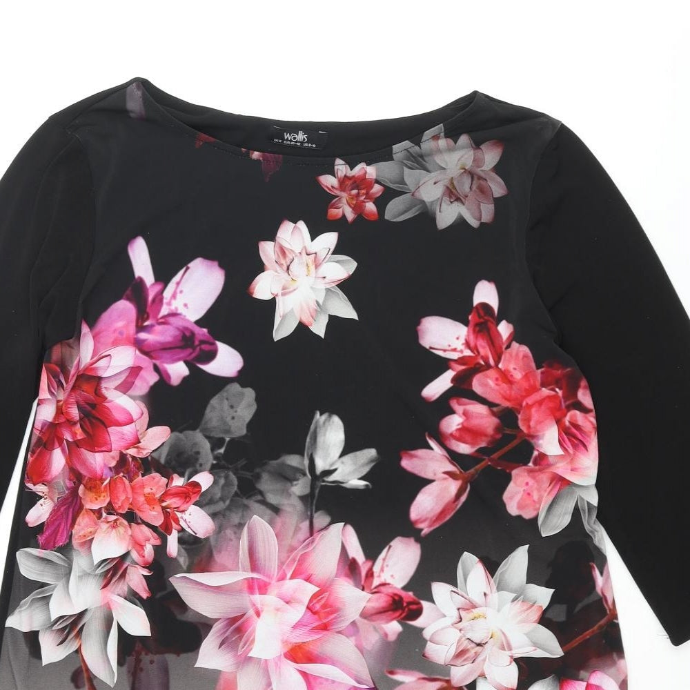Wallis Womens Black Polyester Mini Size M Round Neck Pullover - Floral Print