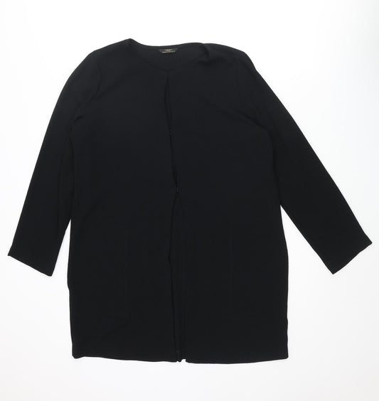 St Michael Womens Black Polyester Tunic Blouse Size 12 Round Neck