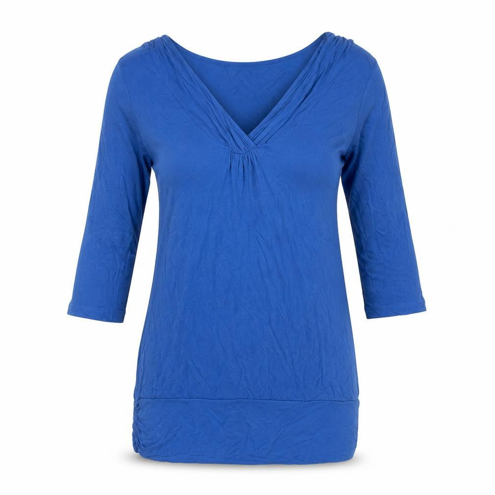 Monsoon Womens Blue Viscose Basic Blouse Size S V-Neck