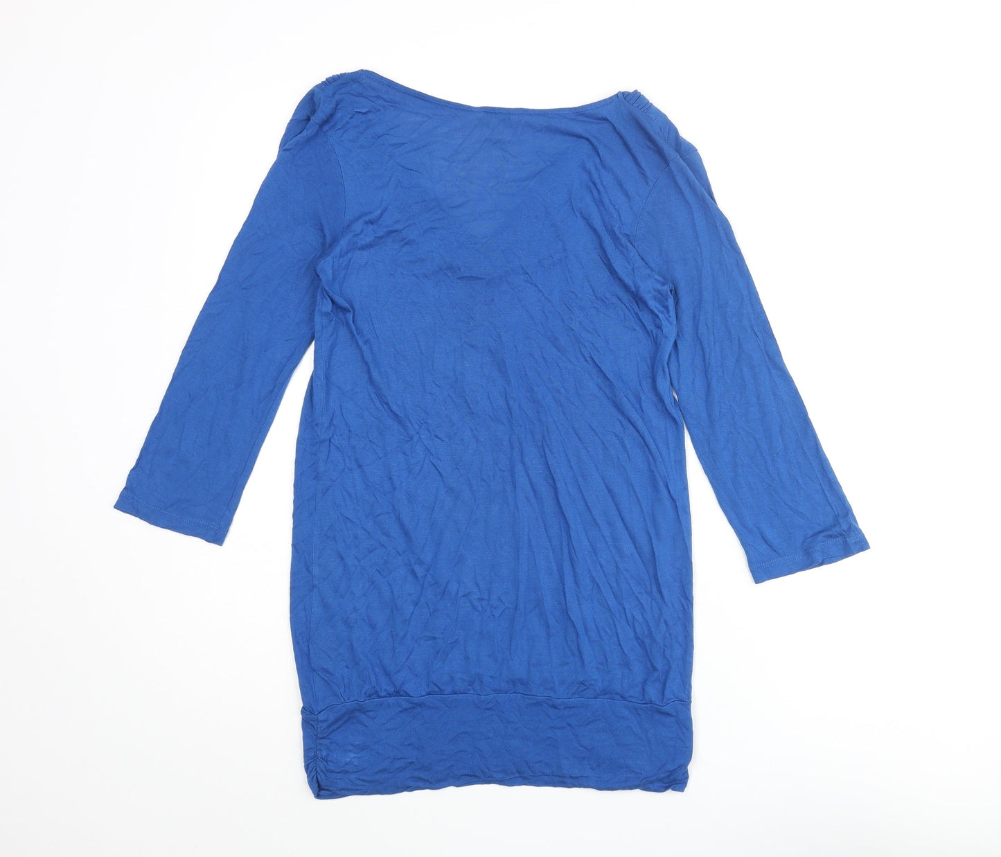 Monsoon Womens Blue Viscose Basic Blouse Size S V-Neck
