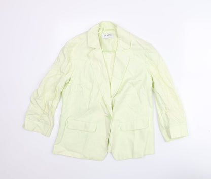 Classics Womens Green Linen Jacket Blazer Size 8