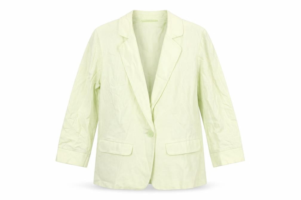 Classic Womens Green Linen Jacket Blazer Size 8