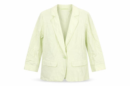 Classics Womens Green Linen Jacket Blazer Size 8