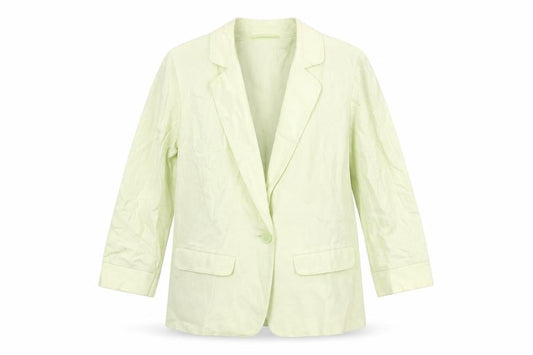 Classic Womens Green Linen Jacket Blazer Size 8