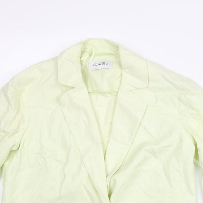Classics Womens Green Linen Jacket Blazer Size 8