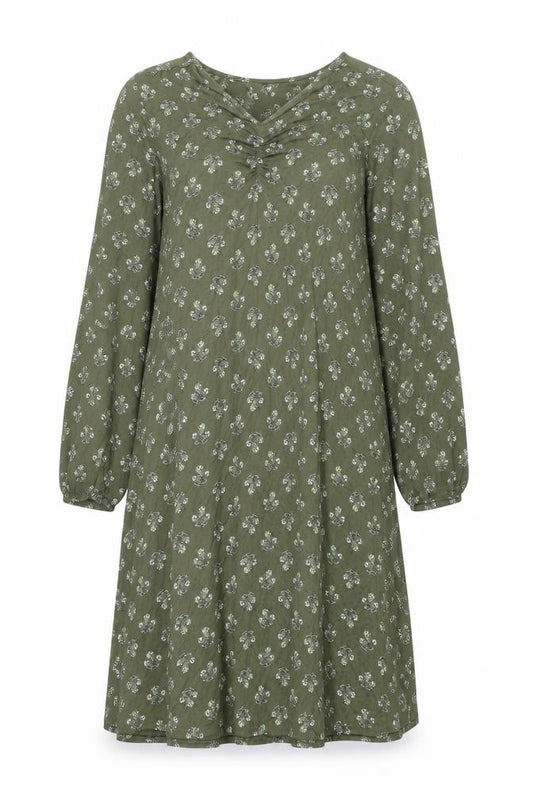 Marks & Spencer Womens Green Geometric Viscose A-Line Size 8 V-Neck Pullover