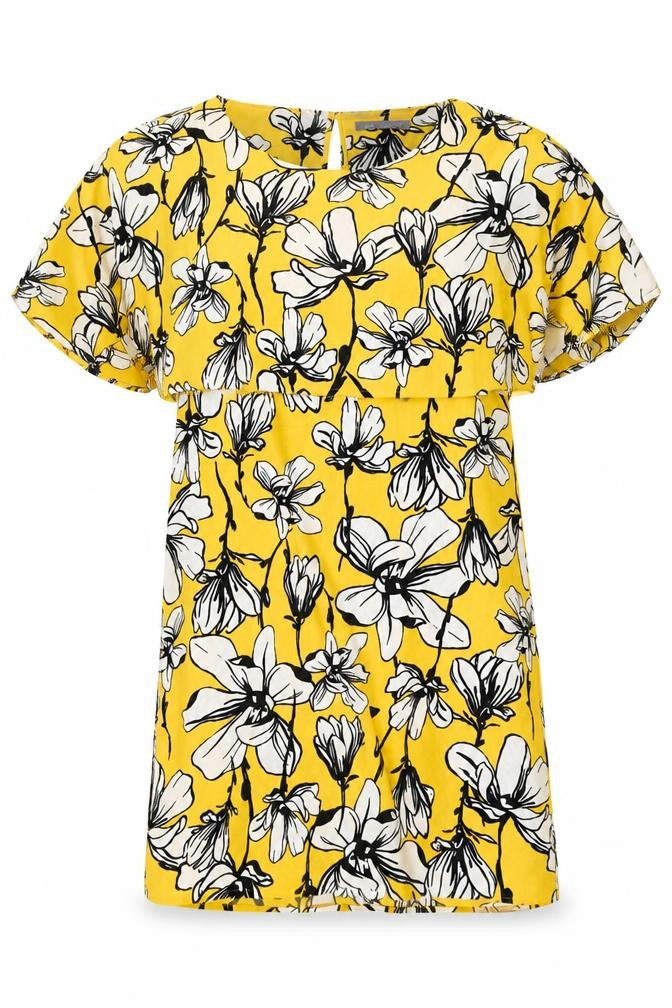 Marks & Spencer Womens Yellow Floral Polyester Shift Size 10 Round Neck Pullover