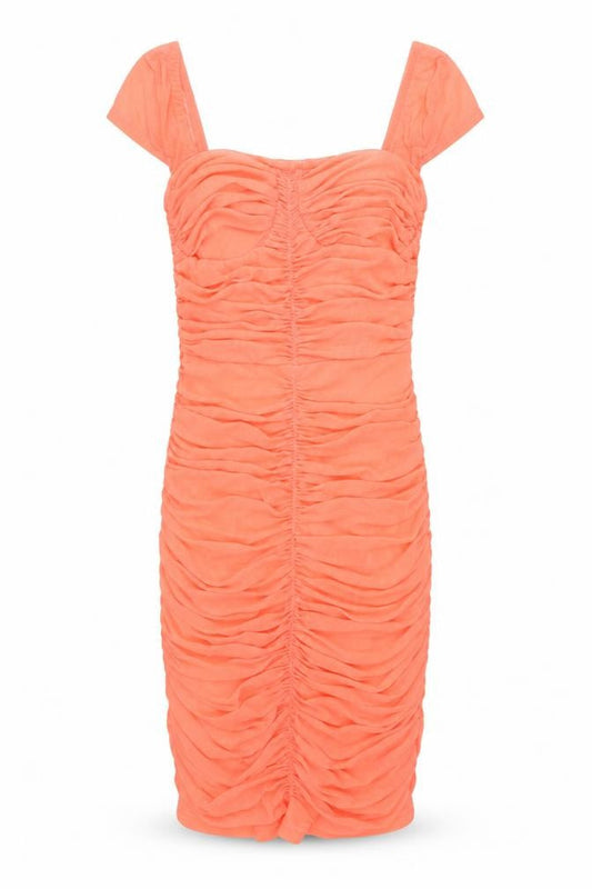 PRETTYLITTLETHING Womens Orange Polyester Mini Size 4 Square Neck Pullover - Rouched