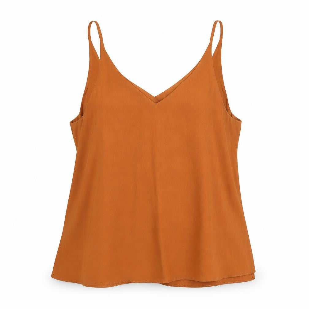 Topshop Womens Orange Polyester Camisole Blouse Size 14 V-Neck