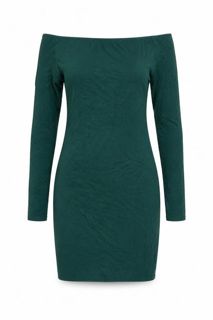 PRETTYLITTLETHING Womens Green Viscose Mini Size 10 Off the Shoulder Pullover