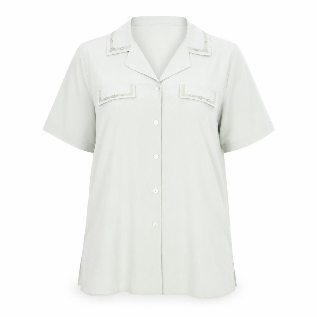 Berkertex Womens Green Polyester Basic Button-Up Size 16 Collared - Embroidered