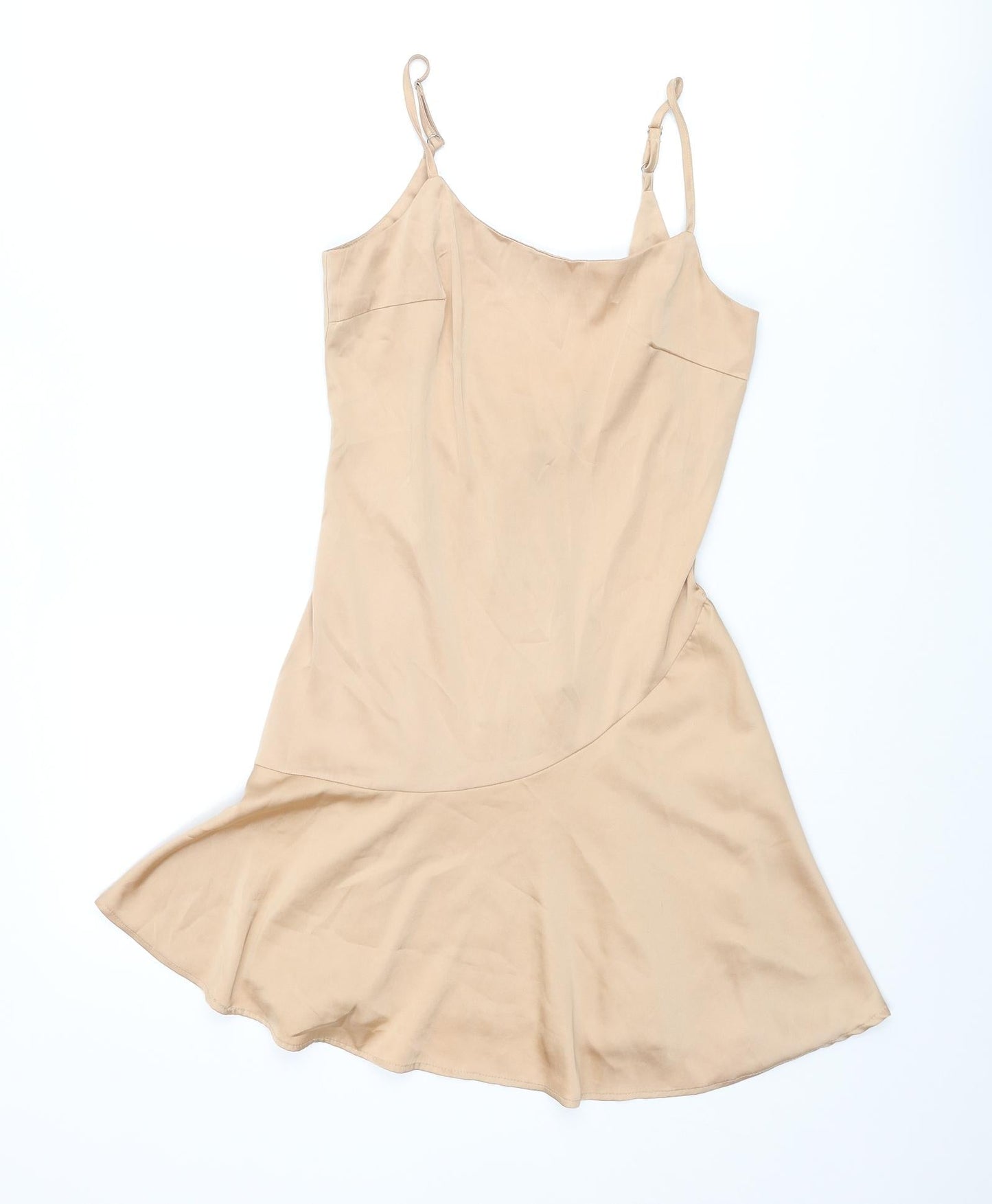 Nasty Gal Womens Beige Polyester Slip Dress Size 4 Scoop Neck Zip