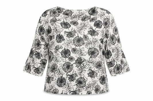 Marks and Spencer Womens Ivory Geometric Viscose Basic Blouse Size 14 V-Neck