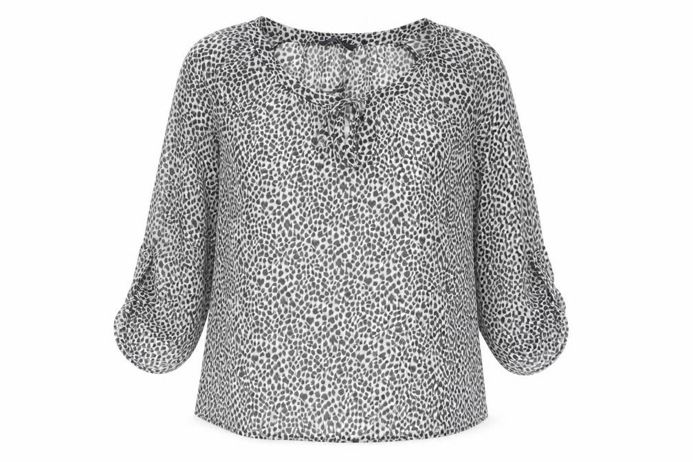 Marks and Womens Black Geometric Polyester Basic Blouse Size 10 V-Neck