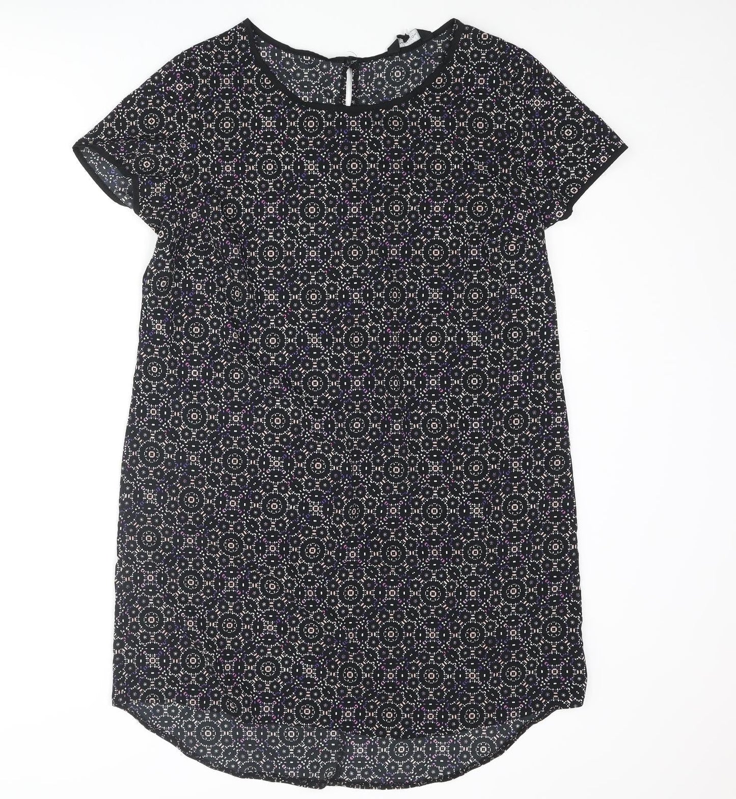 New Look Womens Multicoloured Geometric Polyester Shift Size 16 Round Neck Button