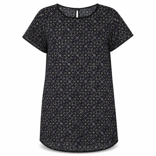 New Look Womens Multicoloured Geometric Polyester Shift Size 16 Round Neck Button