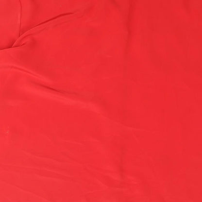 St Michael Womens Red Polyester Basic Button-Up Size 16 Collared