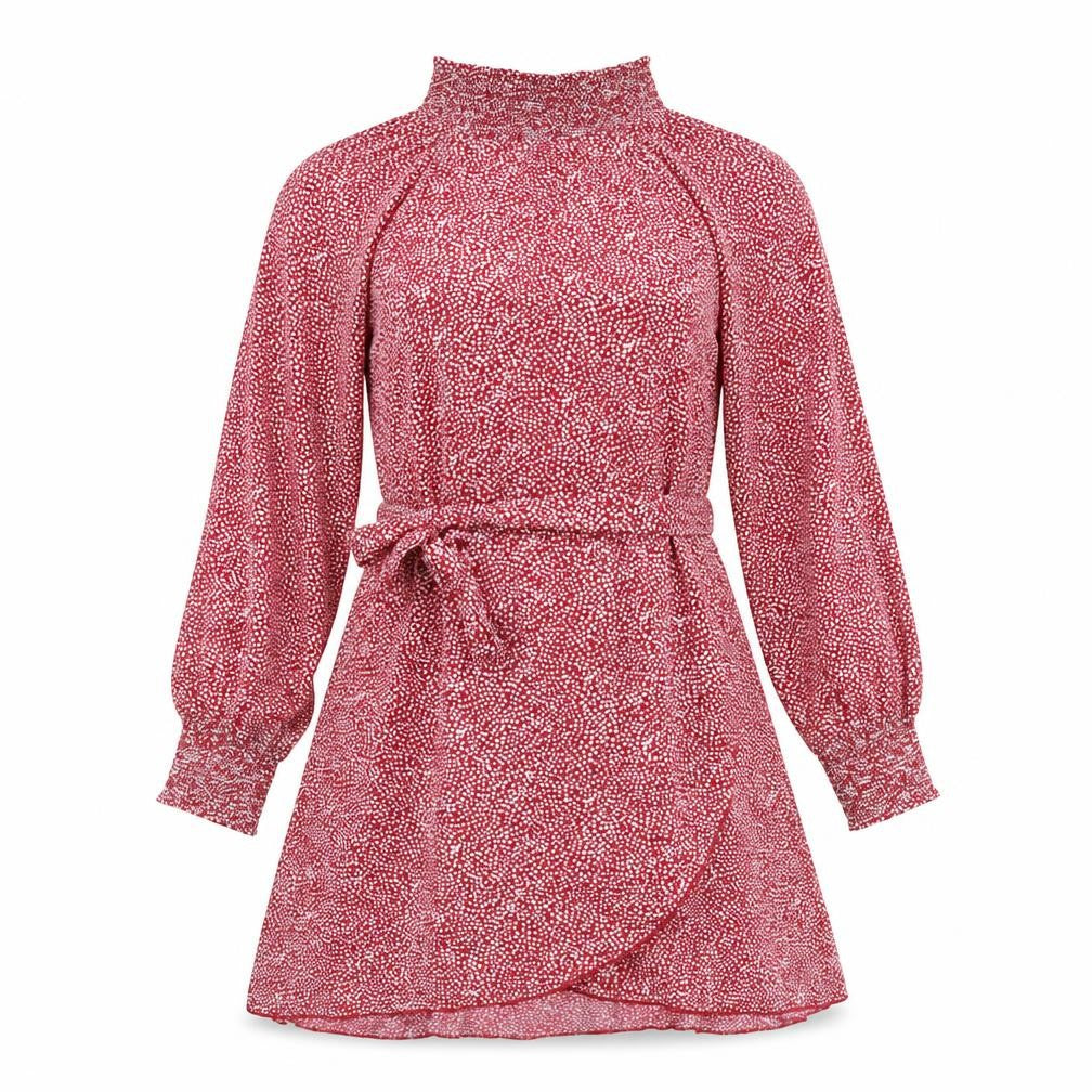 Influence Womens Red Polka Dot Polyester A-Line Size 8 Mock Neck Pullover