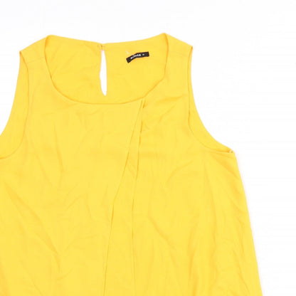 Close-up detail of Roman women’s orange polyester basic tank, size UK 10, round neck - asymmetric