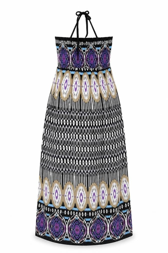 Marks & Spencer Womens Multicoloured Geometric Viscose Maxi Size 12 Halter Tie